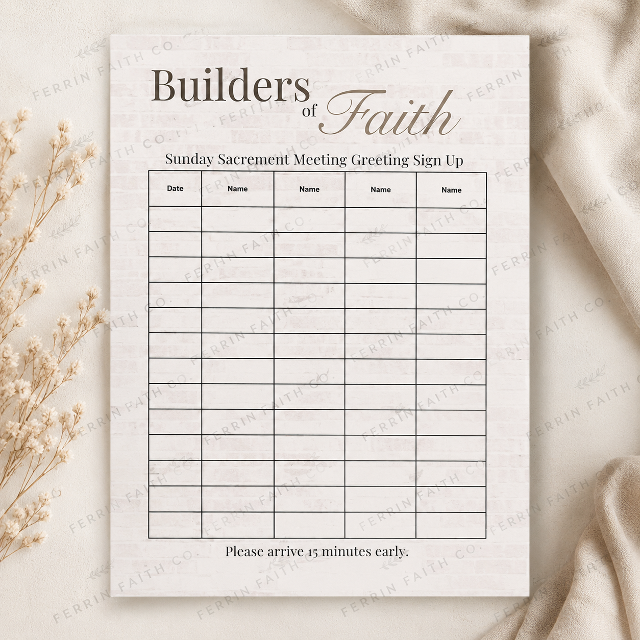 Builders of Faith - Greeting Sign Up